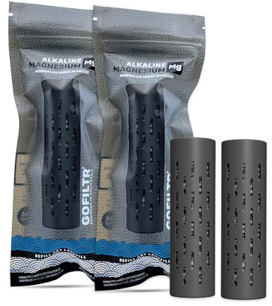 GOFILTR Infusor de agua alcalina de magnesio (paquete de 2) 9,5 pH + electrolitos, 750 recargas/3 meses, 2 infusores de agua mineral ionizada