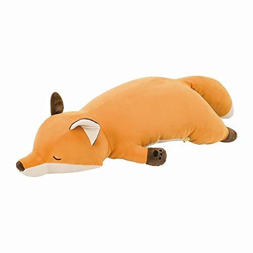 Nemu Nemu Animals - Grosse Peluche Renard Konta - Grande Peluche Animaux Extra Douce et Douillette - Conçu au Japon - Taille L - 53 cm - Coussin Peluche Kawaii