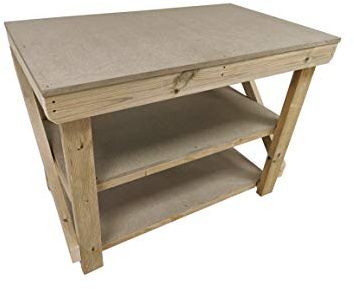 Arbor Garden Solutions Heavy Duty Wooden Workbench with Double Shelves – 18mm Moisture Resistant uniMDF Top – Garage Workshop Table (120cm / 4ft Length)