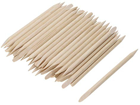 Mini Skater 2.9inch Small Orange Wood Nails Sticks Smooth No Splinters Nail Polish Cuticles Pusher Remover for Cleaning Manicures Pedicures Care Tools Salon & Home Used(50)