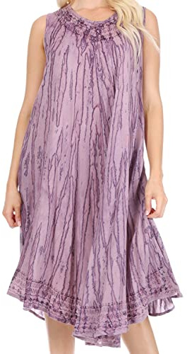 Sakkas Nora sans Manches brodé Cravate Courte Dye Caftan Robe/Couvrir