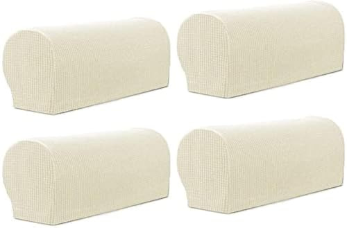 Sxspace Arm Rest Covers Sofa Set of 4 Stretch Armchair Couch Non-Slip Furniture Protector Slipcovers for Chair Sofa Couches Recliner (Ivory White)