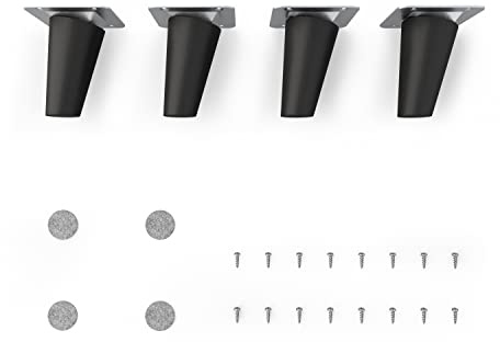 Sossai piedini per mobili in legno massello di faggio CLIF ROUND HMF2 altezza 8 cm rotondi design inclinato nero opaco per cassettiere mensole armadi