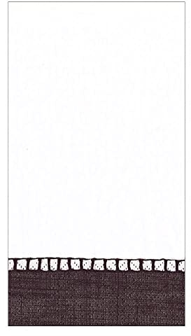 Caspari Papierservietten, Leinenbordüre, schwarz, 15 Stück pro Packung
