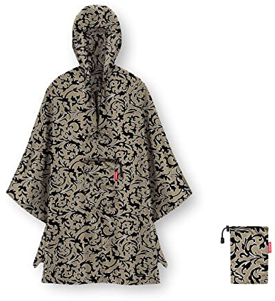reisenthel mini maxi poncho baroque marble – Klein verpackter Regencape aus hochwertigem Polyestergewebe – Ansprechendes Design mit weiter Kragenöffnung