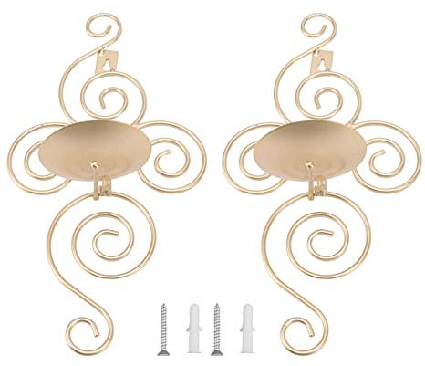 BuyWeek Wandkerzenhalter, Faltbar Wand Kerzenhalter Europäischer Stil Wandbehang Kerzenständer Wanddeko für Heimdekoration (Gold)