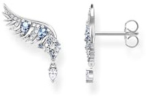 THOMAS SABO Ohrstecker Phönix-Flügel mit blauen Steinen silber 925 Sterlingsilber, Geschwärzt
