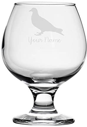 Personalised Pigeon Engraved Brandy Snifter Glass, Animal Gift for Women, Gift for Men