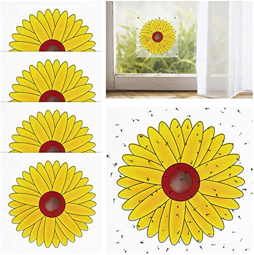 36 Stück Fenster Fliegenfalle für Innenbereich, Sonnenblumen Fliegenfänger Fenster, Fenster Fliegenfallen Kleber, Klebrige Fenster Insektenfalle für den Innenbereich MEHRWEG