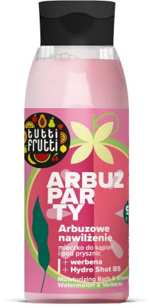 TUTTI FRUTTI Leche de ducha y baño hidratante sandía y verbena + Hydro Shot B5 400ml