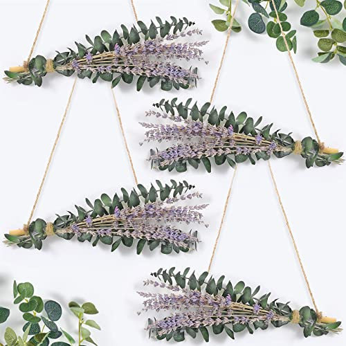 Dried Eucalyptus Lavender Bundle for Shower Hanging, Natural Real Eucalyptus Leaves Plant Stems and Dried Lavender Flowers Shower Plant for Fragrance Farmhouse Boho Bathroom Bedroom Wall Decor (4)