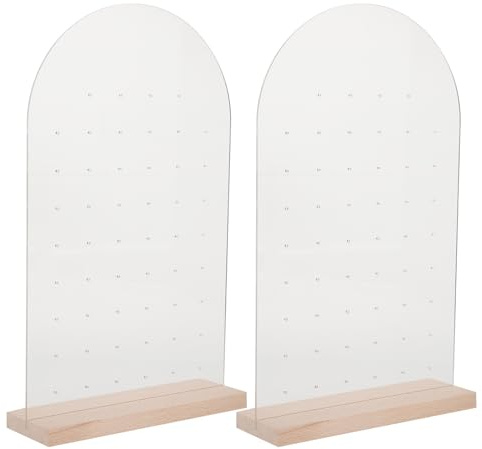 Angoily 2 Stück Acryl-Ohrringständer Ohrringhalter Mit Holzsockel Ohrstecker-Display Stecktafel Schmuckvitrine Ohrring-Organizer Für Einzelhandelsausstellungen