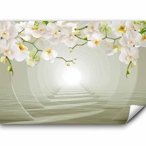 murando - Fototapete selbstklebend Orchidee Blumen Abstrakt, 490x350 cm | Selbstklebend ohne Kleister, Full HD Druck, ideal fürs Wohn- oder Schlafzimmer, schnelle Montage, lichtbeständig, geruchsfrei