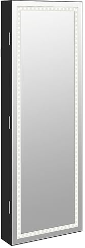 vidaXL Spiegel-Schmuckschrank mit LED-Beleuchtung Wandmontage Schwarz