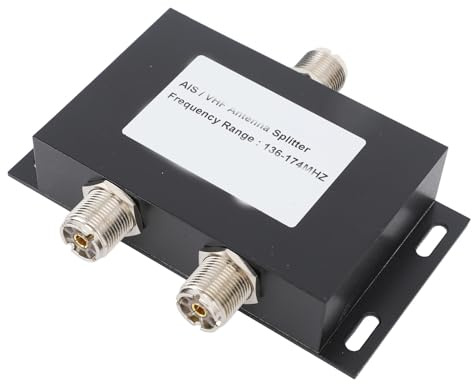 Antenna Power Splitter, 2 Way VHF AIS Antenna Splitter Divider for Boat Marine Radio System 136 to 174 MHz Signal Distribution 100W High Power Aluminum Waterproof Housing Stable Communication for