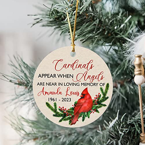Christbaumschmuck Keramik Weihnachtsanhänger Anhänger Weihnachtsbaumschmuck Hängende Ornamente Weihnachtsdeko Personalisierter Roter Kardinal 2023, Kardinal Erscheint, Wenn Engel In Der Nähe Sind,