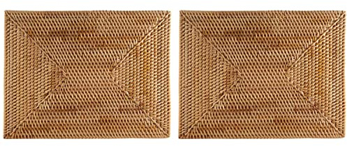Giilayky 2 Stück Tischsets aus Rattan, rutschfest, für Esstisch, hitzebeständig, gewebt, isoliert, hitzebeständig