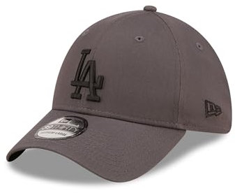 New Era MLB Gorra de Aficionado Los Angeles Dodgers Gris Oscuro Sombrero Logo LA Visera Curvada Espalda Cerrada béisbol