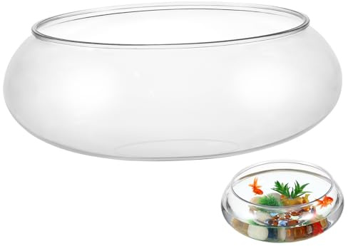 Milisten Glasvas transparent fiskskål stor mun blomvas terrarium rund plast hydroponic blommig behållare för hemmakontor bordsdekoration