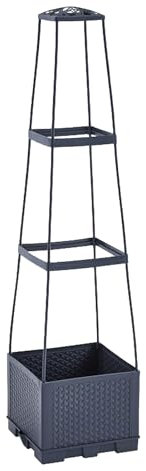 Marooma Jardinera Pérgola Trepadora, Jardinera Elevada con Enrejado, Jardineras de Tomates con Riego Automático con Enrejado Y para Plantas Trepadoras, Jardinera Cuadrada Alta