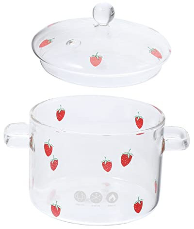DECHOUS Pentola Per Zuppa in Vetro Borosilicato 1900ml Trasparente Con Coperchio e Doppio Manico Per Cucina Domestica e Ristoranti Controllo Visivo Della Cottura