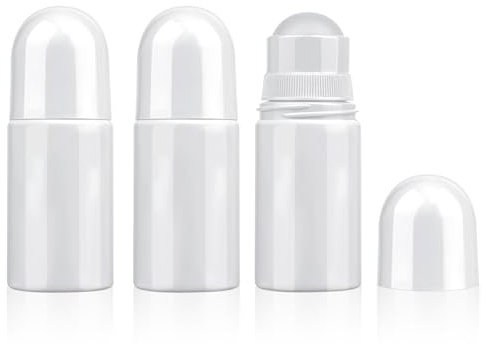 Sliverdew 3Pcs 1.7oz /50ml Roll-on Bottles Empty Refillable Roller Bottle Reusable Leak-Proof DIY Deodorant Containers Plastic Roller Bottle for Essential Oil Perfumes Balms