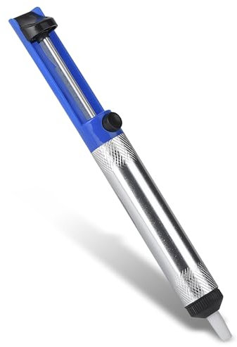 Entlötpumpe 18,3 cm Lötsauger mit Aluminiumgehäuse, De-soldering Heat Resistant Entlötpumpe Werkzeug, Manuelles Vakuum Löten Entfernen Handwerkzeug (Blau)