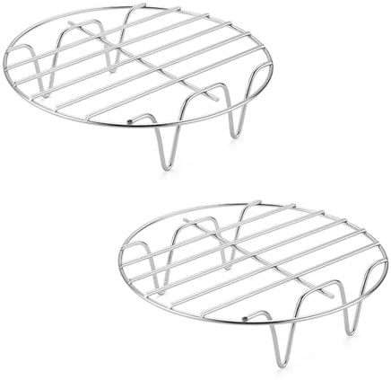 2 pièces Support de Friteuse à Air Acier Inoxydable, 15,5 cm Rond Grille de Cuisson Air Fryer, Accessoires pour Friteuse à Air Comprimé, Support Cuisson Vapeur Grille de Refroidissement Lave-vaisselle