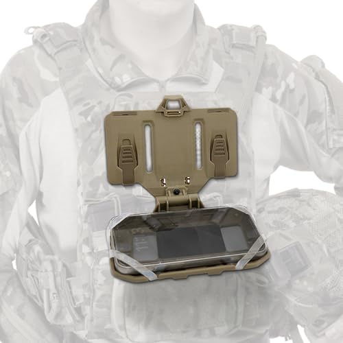 Taktische Molle-Telefonhalterung, Halterung, Plattenträger-Westenbefestigungen, faltbar, universal, taktische Brustplatte, Handyhalterung, Halterung für Bildschirmgröße 11,9 cm - 17 cm