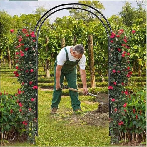 WCQSYY Extérieur Arche De Jardin en Métal Résistant Aux Intempéries pour Le Soutien des Vignes, Décoration De Jardin, Plantes Grimpantes,Noir,W1.4M*H2.3M