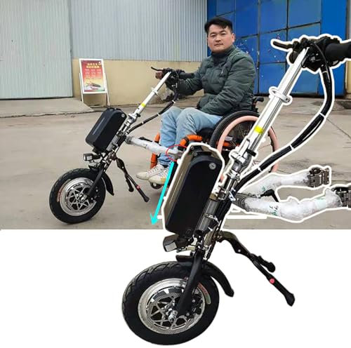 500W Rollstuhl Zuggerät Elektrischer Handrad Rollstuhl Befestigung mit Frontlicht + Stoßdämpfer + Hochtöner