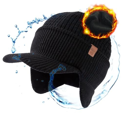 TOP-EX Warme Trappermütze für Damen und Herren, für große Köpfe, für Angeln | DryKnit™, Merinowollmix, isolierendes Fleece-Futter, zuverlässiger Regenschutz, sicher bei Wind und Wetter, flexible Passform