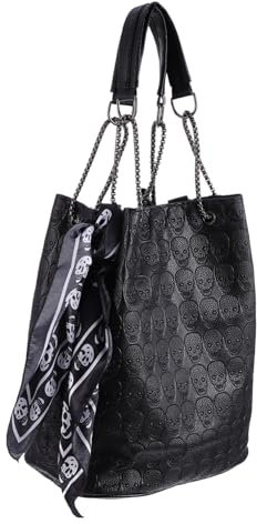 Holibanna Paquet Bandoulière Femme Noir en PU Foulard en Soie et Chaîne