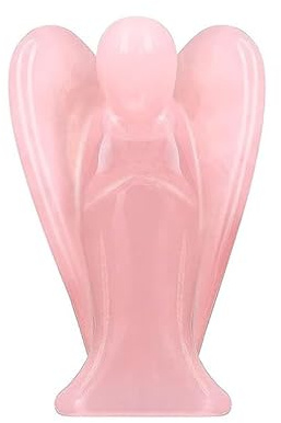 GIEEU Natürlicher Rosenquarz-Kristall, 2“ Mini-Tasche Schutzengel Statue für Home Decor, spirituelles Geschenk, Sammler, Rosenquarz Heilung Kristall Geschenke für Familie und Freunde