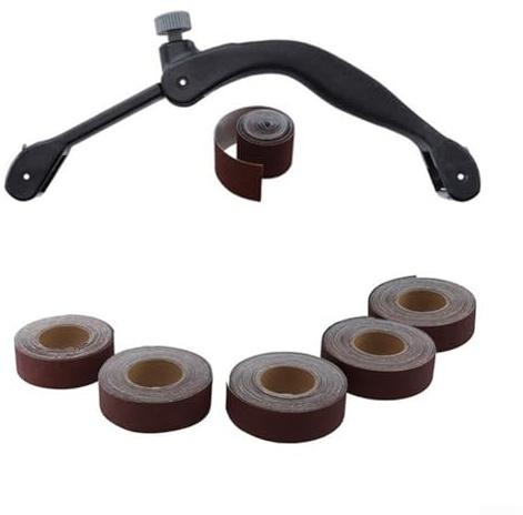 Adjustable Bow Sandpaper Holder Set With 5 Sanding Belts 150-600 Grit For Woodworking Detailed Projects Hand Tools