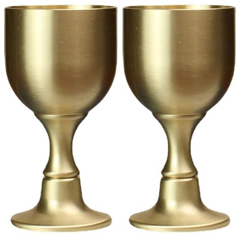 OUNONA 2pezzi Calice in Metallo Vintage Tazza Buddista Decorativa Tazza Per Offerte Multifunzione in Lega Di Rame Piedini Adatta Per Casa Tè Tempio e Regali