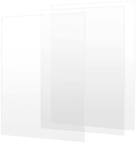 SENJEOK 3 PCS A3 Clear Acrylic Sheets, 2 mm Thick Transparent Plastic Sheet, Acrylic Panels for Home Decoration, Display Frame, DIY Painting Projects, 420 x 297 mm