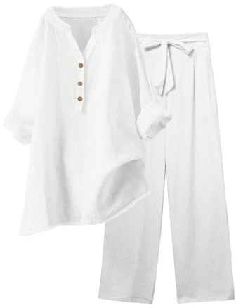 Co Ord Sets for Women 2 Piece Cotton Linen Summer Outfits Outfit Tracksuit Uk Lounge Casual Plus Size Travel Cord Gym Leisure Maternity Dry Fit Soft Lightweight Comfort Fall Ladies Trousers