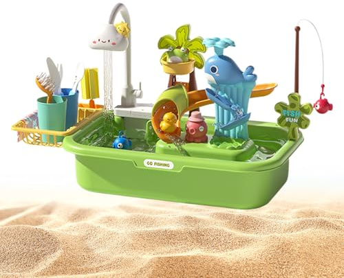 Knowlife Water Play Table - Kids Sand and Water Table,Interactive Sensory Educational Toy with Pump for Hand-Eye Coordination Outside Beach Home Playtime Backyard Develop Skills Outdoor