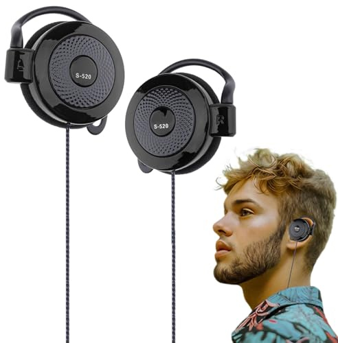 Écouteurs filaires avec crochet d'oreille – 3,5 mm – Casque à clip d'oreille pour le sport et les jeux | Écouteurs stéréo supra-auriculaires avec crochet, casque d'exercice filaire pour course à pied
