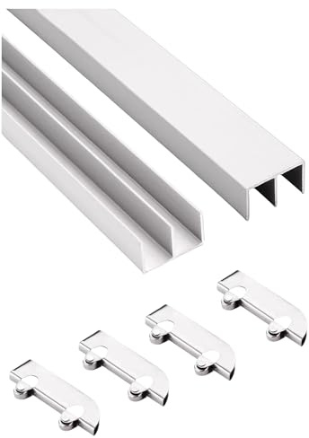 Acrylic Glass Sliding Door Track with Double Track System, 5mm Thickened Glass Display Cabinet Accessories, Aluminum Alloy Track Wheels