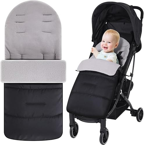 NAVESO Saco universal para cochecito, saco universal para cochecito, saco para cochecito, saco universal para cochecito, saco universal para cochecito, impermeable y resistente al viento (gris)
