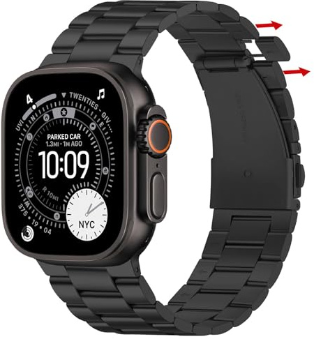 Suphart Kein Werkzeug Erforderliches Band Kompatibel mit Apple Watch Armband 49mm 46mm 45mm 44mm 42mm, Metall Ersatzband für iWatch Ultra 3/2/1 Serie 11 10 9 8 7 6 5-1 SE (Schwarz)