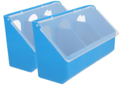 Gatuida 2pcs Three-compartment Plastic Pigeon Feeder Lid Hanging Bird Feeder for Poultry Loft Supplies Automatic Chicken Feeding Bowl