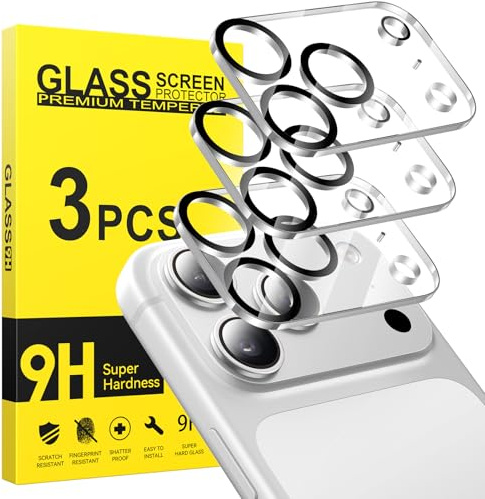 Niphabe 3 pièces Protection Camera pour iPhone 17 Pro Max Camera Objectif,Film en Verre Trempé 9H, Anti-Rayures, Ultra HD, Ecran accessoire protection appareil photo Coque