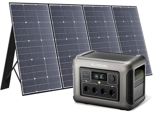 ALLPOWERS R1500 LITE Station Électrique portable avec panneaux solaire pliables de 400W, 1056Wh batterie LiFeP04 fonction UPS, 1600W de capacité pour l'alimentation de Camping