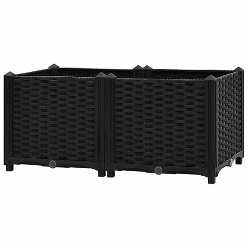 Bancal alto de polipropileno 80 x 40 x 38 cm – Robusto jardín para verduras, hierbas y flores – Fácil de montar y fácil de limpiar – Ideal para pequeños jardines y balcones