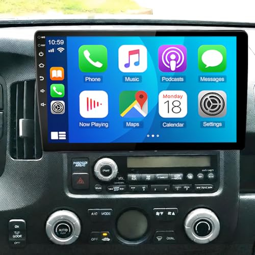 10.1'' DAB Double Din Car Stereo for 2006-2014 Honda Ridgeline, with Wireless Carplay Android Auto GPS Navi Head Unit DVR Bluetooth WiFi RDS SWC Split Screen Backup Camera, 4+64G