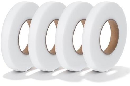Nogeqi 4 Stück Saumband zum Aufbügeln, Bügelband Für Vorhänge, Gardinenband zum Hose Kürzen Verbinden von Stoffen, Hosen, Kleidung Textilien Nahtband (Weiß, 12mm x 64m)