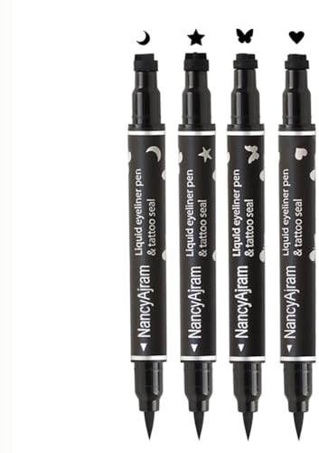 Eyeliner Stempel, Doppelseitiger flüssiger Eyeliner-Stift mit Augen Makeup Stempel, wasserfest, doppelseitig langanhaltend, Tattoo Makeup Werkzeug, schwarz